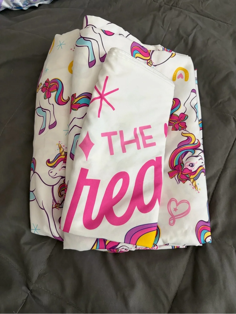 JoJo Siwa White Sheet Set with Pink and Rainbow Unicorns